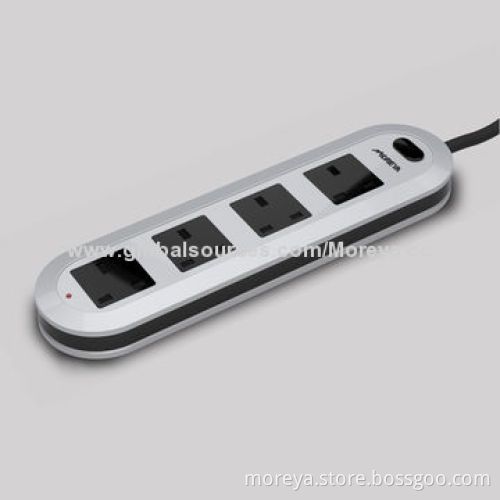 UK Standard Power Strip with 4 Sockets Outlets, 6 Feet Extension Cable and One Switch
